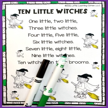 Preview of Ten Little Witches Halloween Poem for Kids