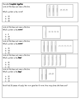 Ten More - Ten Less by Lori Edwards | Teachers Pay Teachers