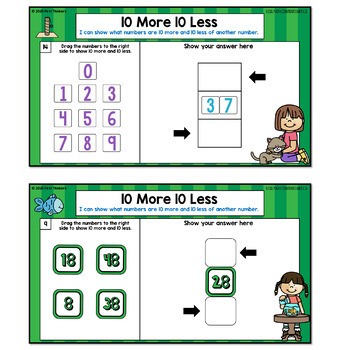 Ten More Ten Less Google Slides Seesaw Digital Math Game by First Thinkers