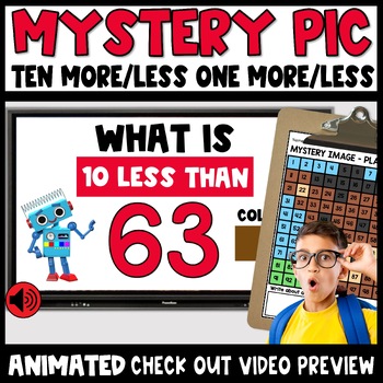 Preview of Ten More Ten Less One More Less Coloring Worksheets Math Mystery Pictures to 100