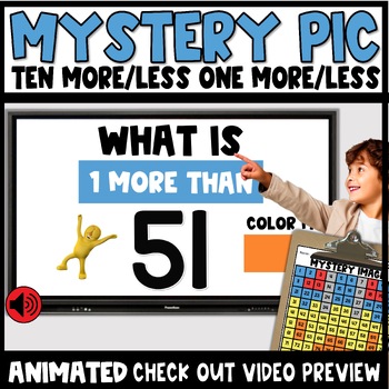 Preview of Ten More Ten Less One More Less Coloring Worksheets Math Mystery Pictures Summer