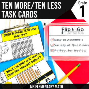 Preview of Ten More Ten Less Task Cards 1st Grade Math Centers