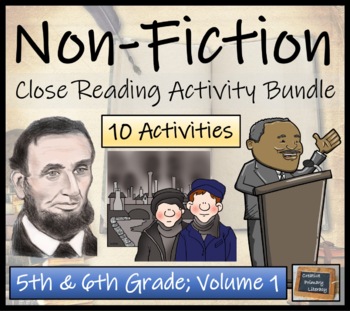 Preview of Ten Nonfiction Close Reading Comprehension Activities | 5th Grade & 6th Grade