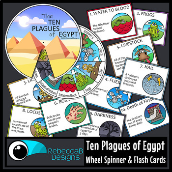 Preview of Ten Plagues of Egypt Wheel Spinner and Descriptive Flash Cards Printable