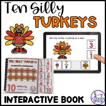Preview of Ten Silly Turkeys Adaptive Book and Thanksgiving Fall Boom Cards