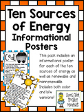 Ten Sources of Energy ~ Set of 12 Informational Posters (C
