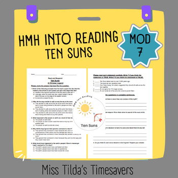 Preview of Ten Suns - Grade 4 HMH into Reading