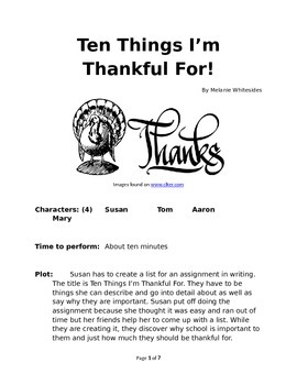 Preview of Ten Things I'm Thankful For - Small Group Reader's Theater