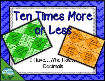 Preview of Ten Times More or Less - Decimals - I Have...Who Has...