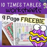 Ten Times Tables FREE Worksheets - Multiplication Printables