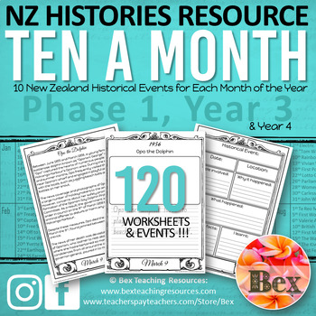 Preview of Ten a Month - NZ Histories Events - Year 3 - Phase 1
