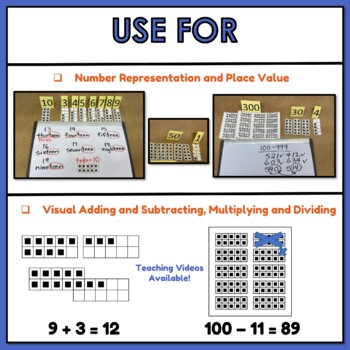 Ten and Hundred Frame Cards for Visual Number Representation | TpT