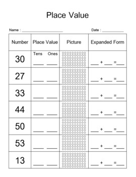 Ten and Ones Place Value Worksheets | 10 Place Value Worksheets | TPT