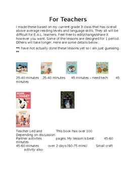 Preview of Ten different Grade 3 Read Aloud Activities (with Willow Award Winning Books)