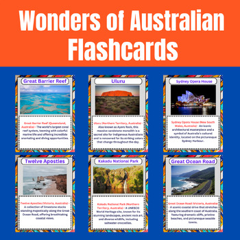 Preview of Ten wonders on the Australian continent Printable Flashcards