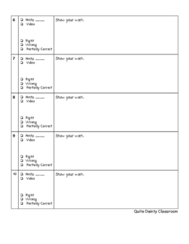 TenMarks Recording Sheet by Quite Dainty Classroom | TPT