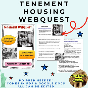 Preview of Tenement Webquest (tenement housing, Urbanization, Industrial Revolution)