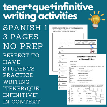 Preview of Tener+Que+Infinitive Writing Activities (Spanish 1)