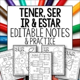 Tener Ser Ir Estar Sketch Notes First Verbs Spanish Bundle