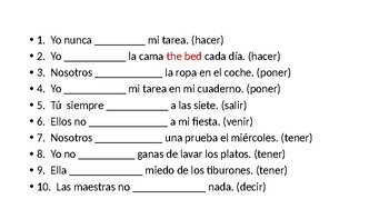 Tener, Tener expressions, and other verbs that end in GO unit by El Colmado