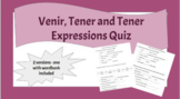 Tener, Venir and Tener expressions quiz or worksheet pract