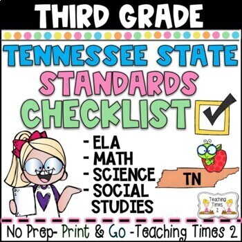 Preview of Tennessee State Standards -Grade 3- Teacher Checklist Packet