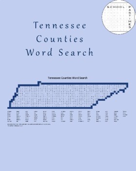 Preview of Tennessee Counties Word Search