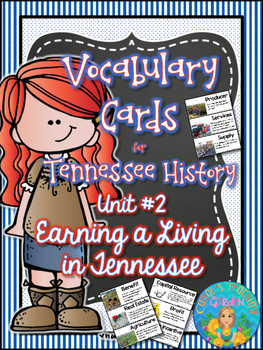 Preview of Tennessee Economy Vocabulary Cards Unit #2: Earning a Living in Tennessee