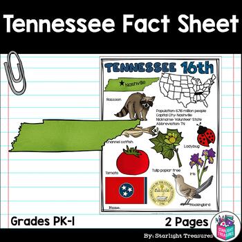 Preview of Tennessee Fact Sheet for Early Readers - A State Study