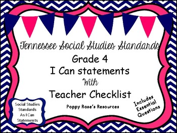 Preview of Tennessee Grade 4 Social Studies I Can Statements