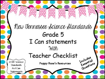 Preview of Tennessee Grade 5 Science I Can Statements