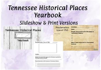 Preview of Tennessee Historical Places Yearbook / End of Year / Sub Plans