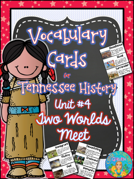 Preview of Tennessee History Vocabulary Cards Unit #4: Two Worlds Meet