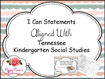 Preview of Tennessee Kindergarten Social Studies I Can Statements- Boho Rainbow