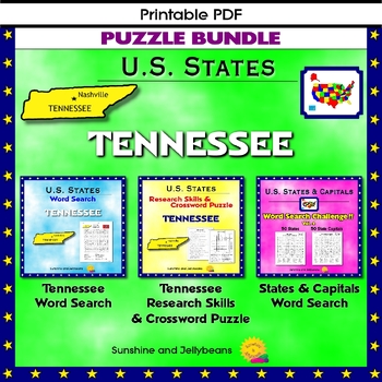 Tennessee Puzzle BUNDLE Word Search Crossword Activities U S States