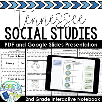 Preview of Tennessee Social Studies 2nd Grade Interactive Notebook Print and Digital