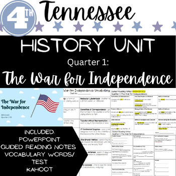 Preview of Tennessee Social Studies 4th grade COMPLETE UNIT- American Revolution