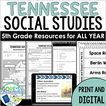 Preview of Tennessee Social Studies | 5th Grade ALL YEAR Mega Bundle