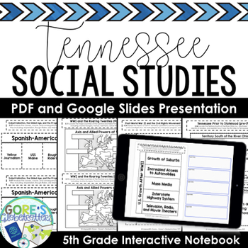 Preview of Tennessee Social Studies 5th Interactive Notebook Print and Digital