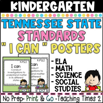 Preview of Tennessee State Standards "I Can" Posters-KINDERGARTEN- All Subjects