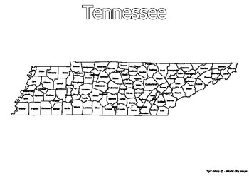 Preview of Tennessee State Map with Counties Coloring and Learning