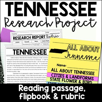 Preview of Tennessee State Research Report Project | US States Research Flip Book