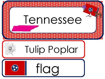 Preview of Tennessee State Word Wall Bulletin Board Set. State Symbols Curriculum.
