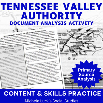 Preview of Tennessee Valley Authority Act of 1933 Document Primary Source Analysis Activity