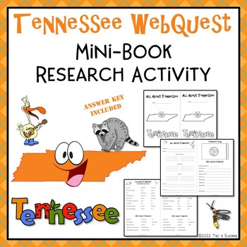 Preview of Tennessee Webquest Worksheets Reading Research Mini Book Activity