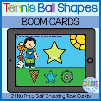 Preview of Tennis Ball Shapes Digital Task Cards w/ BOOM cards