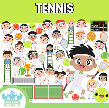Preview of Tennis Clipart (Lime and Kiwi Designs)