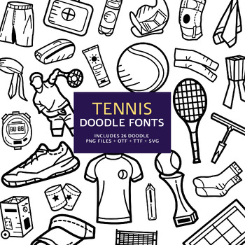 Preview of Tennis Doodle Fonts, Instant File otf, ttf Font Download