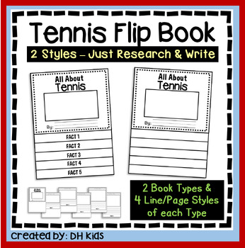 Preview of Tennis Report Book, Sports Research Writing Project, Physical Education