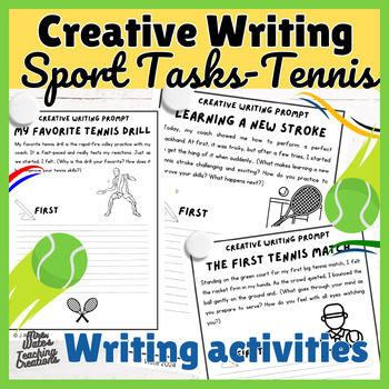 Preview of Tennis Sports Creative Writing Prompts Worksheet Pack for Students 2024